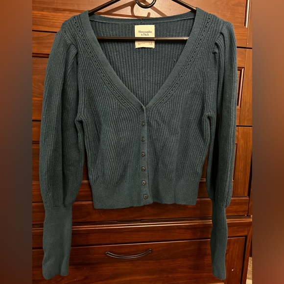 Abercrombie & Fitch Sweaters - Teal Puffed Sleeve Cardigan
